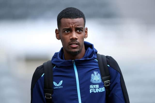 Newcastle United striker Alexander Isak arrives at St James's Park.