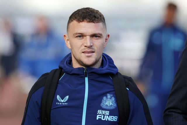 Kieran Trippier of Newcastle United arrives at the stadium prior to the Premier League match between Newcastle United and Brentford FC at St. James Park on October 08, 2022 in Newcastle upon Tyne, England. (Photo by Ian MacNicol/Getty Images)