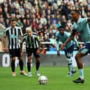 Ivan Toney of Brentford takes a penalty during the Premier League match between Newcastle United and Brentford FC at St. James Park on October 08, 2022 in Newcastle upon Tyne, England. (Photo by Ian MacNicol/Getty Images)