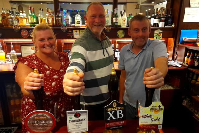 From left: Rhonda Hellens, Steve Drummon and Paul Hanney of Mid Boldon Club - CAMRA's North East Club of the Year 2022.