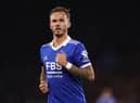 James Maddison of Leicester during the Premier League match between Leicester City and Nottingham Forest at The King Power Stadium on October 03, 2022 in Leicester, England. (Photo by Nathan Stirk/Getty Images)