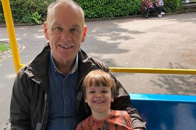 Dave Snaith with his grandson Harry. Dave sadly died in September and is going to receive a Posthumous Fellowship of South Tyneside College in a ceremony attended by his family at the Customs House.
