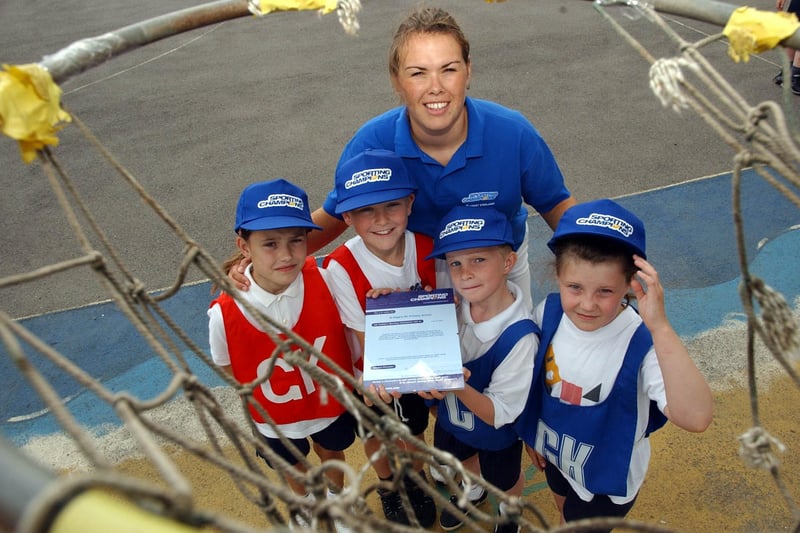A photo from 18 years ago and it shows the day that St Bega's received a Netball award from Sport England. 
England netball player Deborah Percy was pictured with the pupils.
