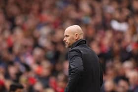 MANCHESTER, ENGLAND - FEBRUARY 19: Manchester United manager Erik ten Hag during the Premier League match between Manchester United and Leicester City at Old Trafford on February 19, 2023 in Manchester, England. (Photo by Richard Heathcote/Getty Images)