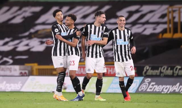 Jacob Murphy, second leg, celebrates his goal.