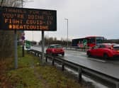 A Covid testing sign A1232, Sunderland.