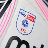 A general view of the EFL logo on the match ball.