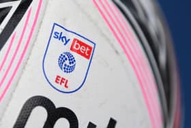 A general view of the EFL logo on the match ball.