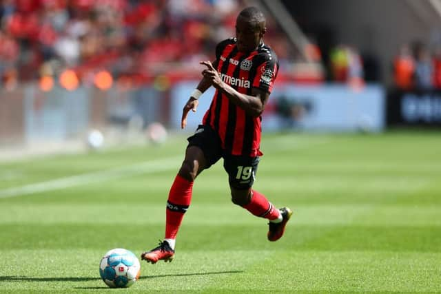 Moussa Diaby of Bayer Leverkusen (Photo by Dean Mouhtaropoulos/Getty Images)