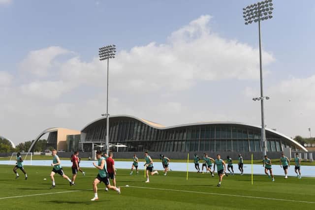 Arsenal training session at Nad Al Sheba Training Centre on February 02, 2022 in Dubai, . (Photo by Stuart MacFarlane/Arsenal FC via Getty Images)