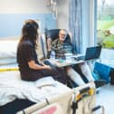 A patient receiving care on the Ward at St Wilfrid's Hospice.