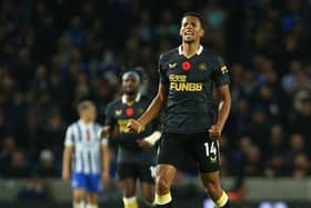 Isaac Hayden celebrates his goal.