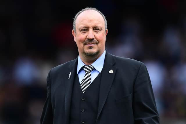 Rafael Benitez, manager of Newcastle United, looks on prior to the Premier League match between Fulham FC and Newcastle United at Craven Cottage on May 12, 2019 in London, United Kingdom.