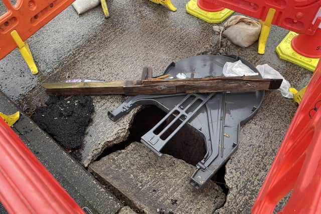 The sinkhole opened earlier this month.