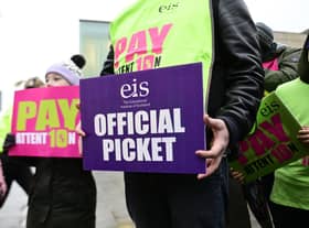 EIS Union teachers on the picket line (Pic: John Devlin)