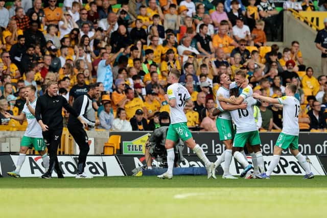 Allan Saint-Maximin's late stunner rescued a point for Newcastle United at Molineux. (Photo by David Rogers/Getty Images)