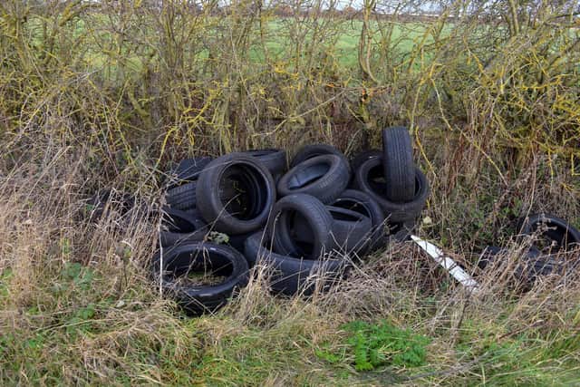 Tyres are among the rubbish that has been dumped