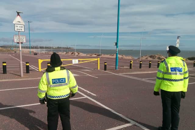 Northumbria Police officers have been patrolling popular spots on the coastline as they urge people to stay at home.