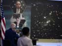 President Joe Biden listens during a briefing from NASA officials about the first images from the Webb Space Telescope, the highest-resolution images of the infrared universe ever captured (AP Photo/Evan Vucci).