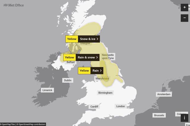 The warning is in place for Scotland and the North of England. Pic: Met Office