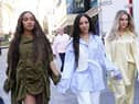 The members of Little Mix, (left to right) Leigh-Anne Pinnock, Jade Thirlwall and Perrie Edwards, arriving at the studios of Global Radio in London.