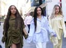 The members of Little Mix, (left to right) Leigh-Anne Pinnock, Jade Thirlwall and Perrie Edwards, arriving at the studios of Global Radio in London.