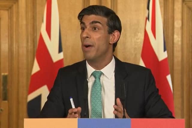 Chancellor Rishi Sunak answering questions from the media via a video link during a media briefing in Downing Street, London, on coronavirus on Thursday, March 26.