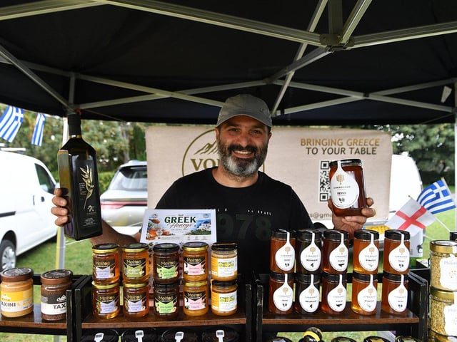 Karimi Vollno sells a range of Greek honey at his feast stall.
