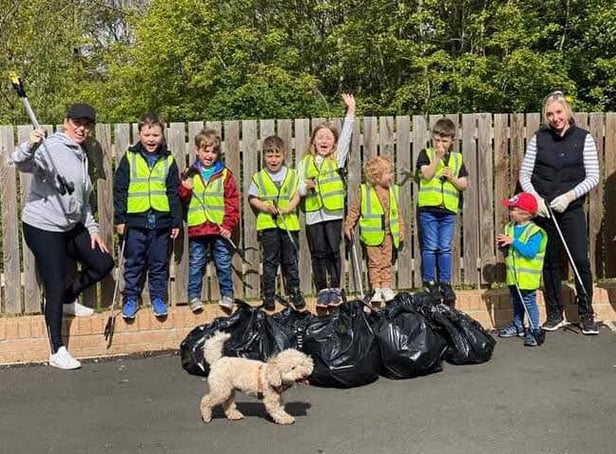 Litter pickers of all ages helped gather 100 bags of rubbish to honour captain Tom.