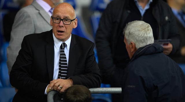CARDIFF, WALES - SEPTEMBER 27: Derby chairman Mel Morris looks on before the Sky Bet Championship match between Cardiff City and Derby County at Cardiff City Stadium on September 27, 2016 in Cardiff, Wales. (Photo by Stu Forster/Getty Images)
