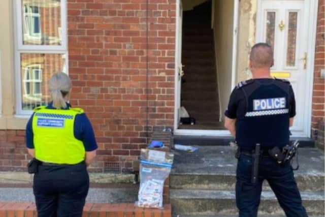 Police have carried out separate drugs raids in Jarrow and Gateshead, above, in 24 hours.