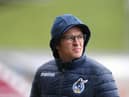 Bristol Rovers manager Joey Barton looks on prior to the Sky Bet League One match between Northampton Town and Bristol Rovers at PTS Academy Stadium on April 10, 2021 in Northampton, England. (Photo by Pete Norton/Getty Images)