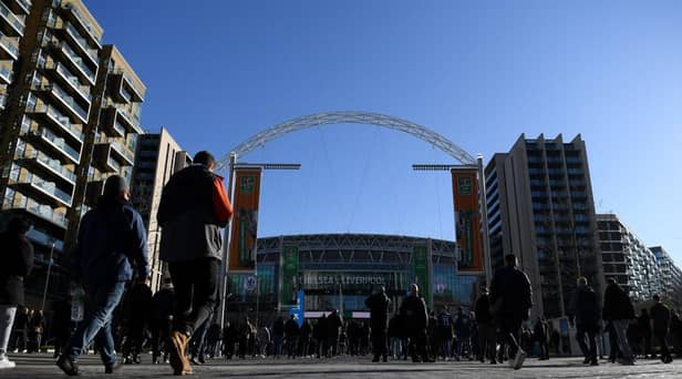 Fans heading to Wembley for last year's Carabao Cup final.