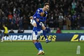 Youri Tielemans of Leicester City celebrates after scoring with James Maddison during the Premier League match between Leicester City and Newcastle United at The King Power Stadium on December 12, 2021 in Leicester, England. (Photo by Gareth Copley/Getty Images)