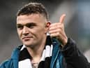 Newcastle United captain Kieran Trippier reacts after Eddie Howe's side reached the Carabao Cup final.