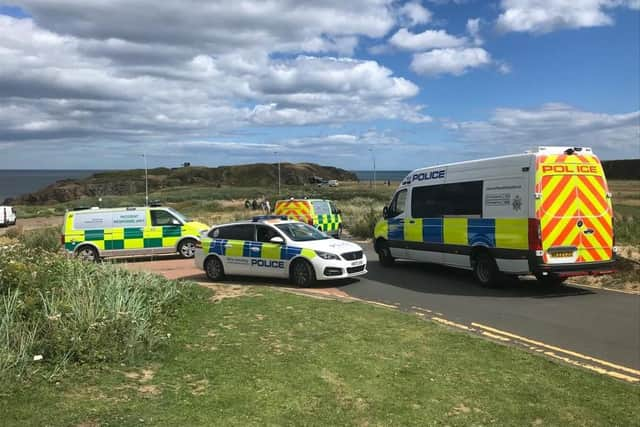 There has been a large police presence at Trow Point in South Shields after concerns grew for the welfare of a man who was the "wrong side of the barriers".