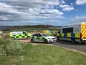 There has been a large police presence at Trow Point in South Shields after concerns grew for the welfare of a man who was the "wrong side of the barriers".