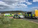 There has been a large police presence at Trow Point in South Shields after concerns grew for the welfare of a man who was the "wrong side of the barriers".