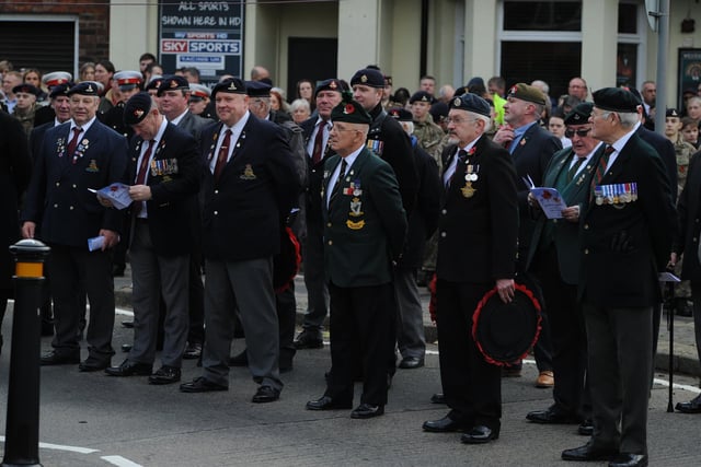 Remembrance Sunday Parade and Service at Westoe Cenotaph, South Shields, with the Mayor of South Tyneside Coun Pat Hay, Deputy Lord Lieutenant Tyne and Wear Wing Commander David L Harris.