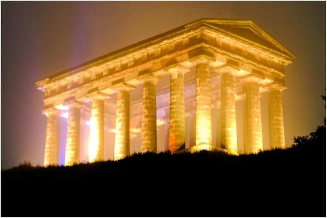 Penshaw Monument looked stunning as it was lit up yellow in honour of Kai Heslop.  Photo by Steven Lomas.