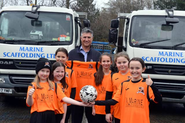 Part director of Marine Scaffilding Tony Mullen has sponsored the under 10 Flames Girls from Hebburn Involve FC.