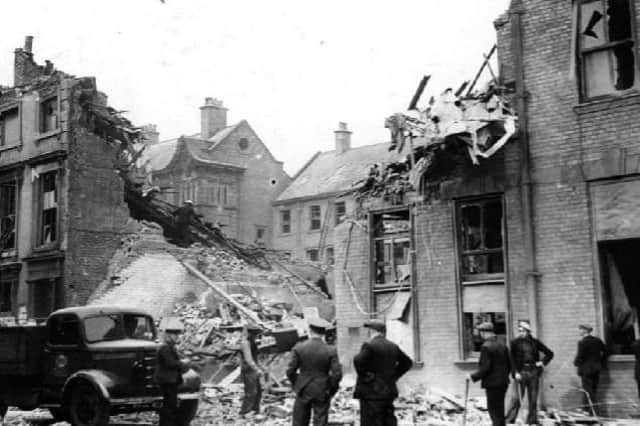The aftermath of an air raid at Barrington Street.