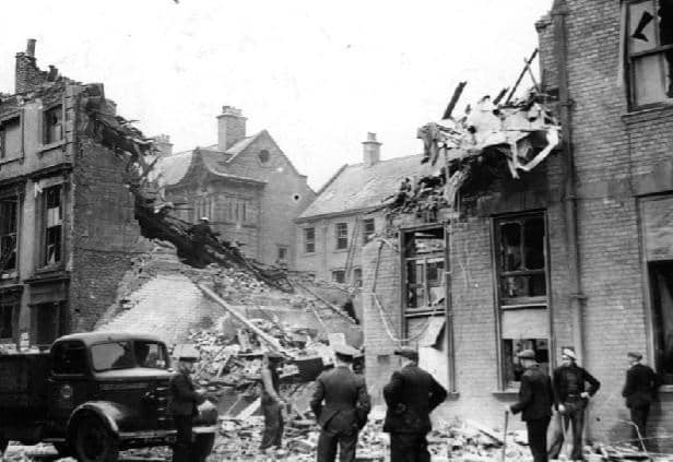 The aftermath of an air raid at Barrington Street.