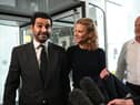 Newcastle United co-owners Amanda Staveley and husband Mehrdad Ghodoussi arrive at St James's Park following the club's takeover in October 2021.