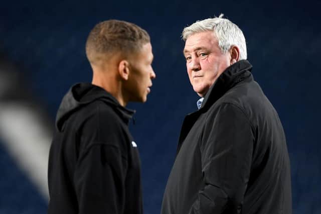 Dwight Gayle and Steve Bruce. (Photo by Stu Forster/Getty Images)