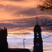 A South Shields sunset over the Town Hall.