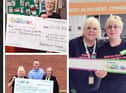 Asda community champions Tracey Tough and Mavis Maughan presenting cheques