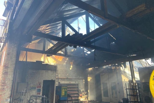 Large sections of the roof collapsed after damage caused by the fire.

Photograph: TWFRS