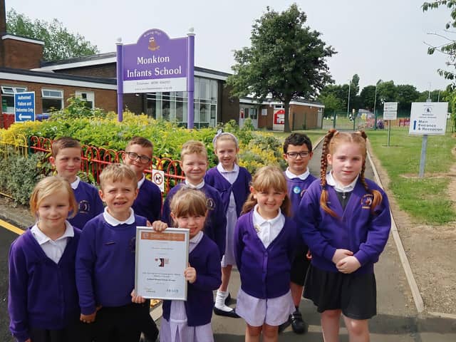 Proud children at Monkton Infants School.