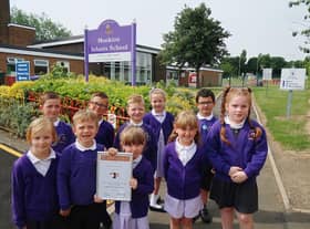 Proud children at Monkton Infants School.